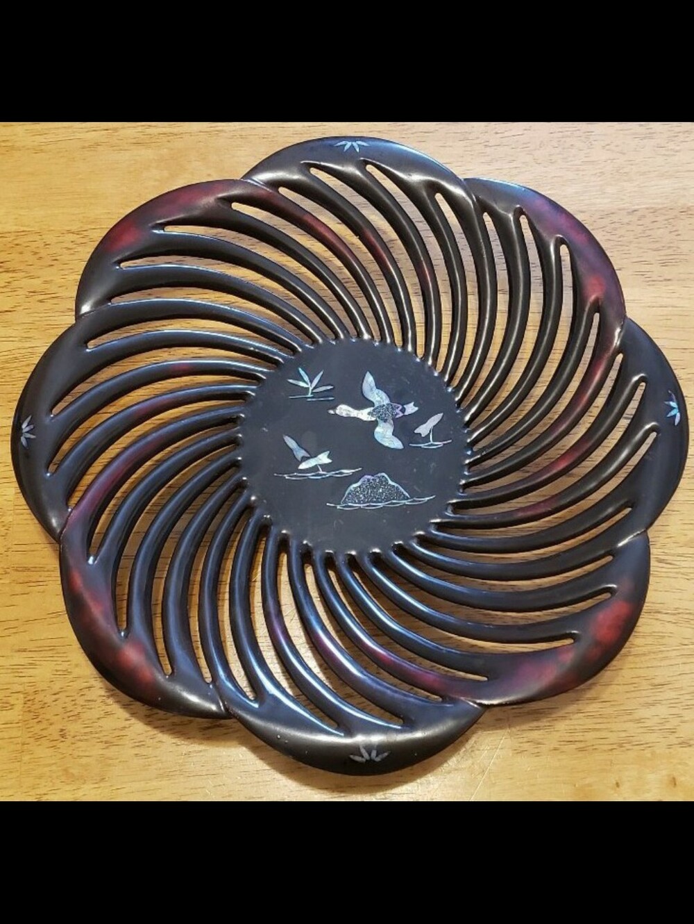 Vintage Maruni Laquerware Decorative Over Metal Plate